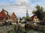 unknow artist A view of the Staal Everspijp and the Grote Kerk in summer, Enkhuizen oil painting picture wholesale